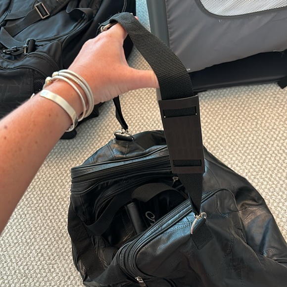 Black Leather Duffel Bag, USED ONCE!!! - Picture 4 of 14